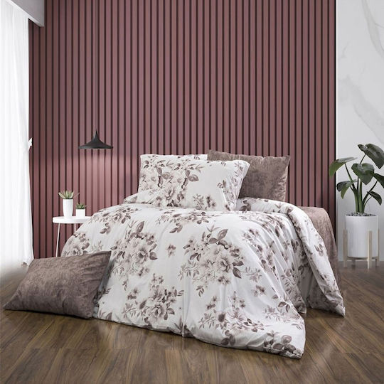 Dimcol Μαξιλαροθήκη με Φάσα White-mocha 50x70εκ.