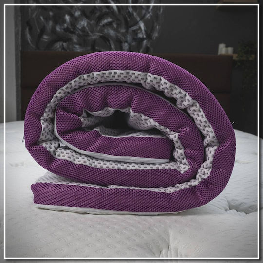Klikareto Mattress Topper Lavander Double Memory Foam with Removable Cover & Elastic Straps 150x200x4cm