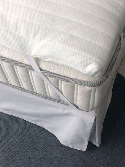 Palamaiki Mattress Topper White Comfort Semi-Double Foam Infused with Aloe , Removable Cover & Elastic Straps 120x200x4cm