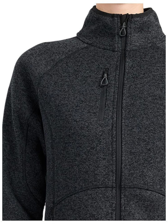 Fleece Γυναικεία Ζακέτα Μαύρη
