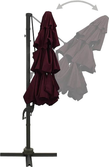 Umbrelă Suspendată Rotundă Din Aluminiu Burgundă Φ3xÎnălțime2.47m