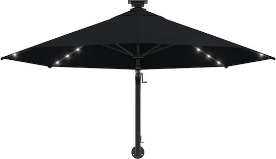 Wandmontierte Runde Metall Garten- und Terrassen-Sonnenschirm Schwarz F3xY1.31m