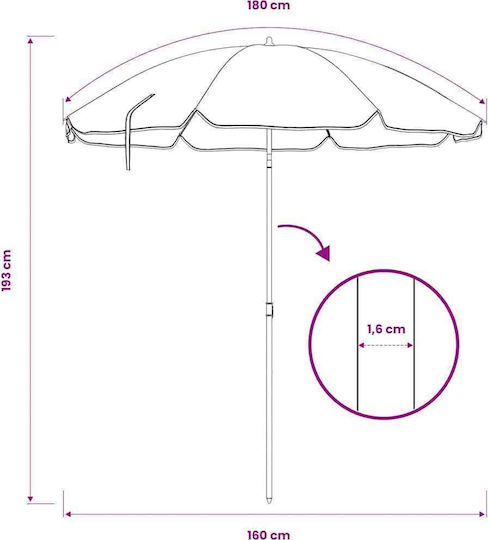 Runder Garten- und Terrassen-Sonnenschirm aus Metall Anthrazit F1.8xH2m