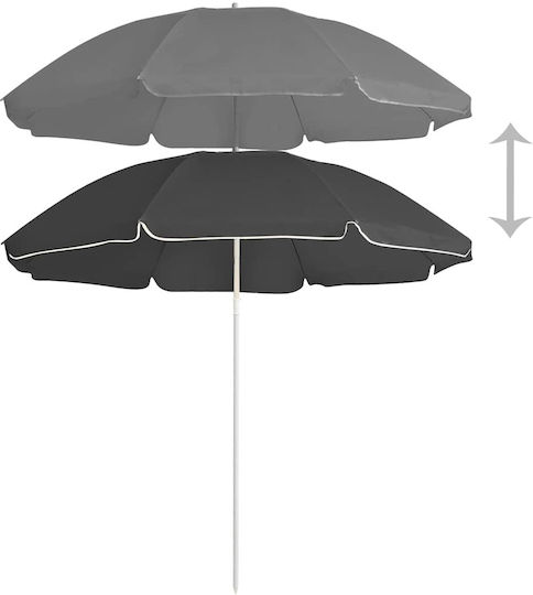 Runder Garten- und Terrassen-Sonnenschirm aus Metall Anthrazit F1.8xH2m