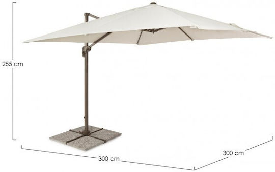 Umbrelă Suspendată Rotundă Din Aluminiu Dallas Ecru Φ3m