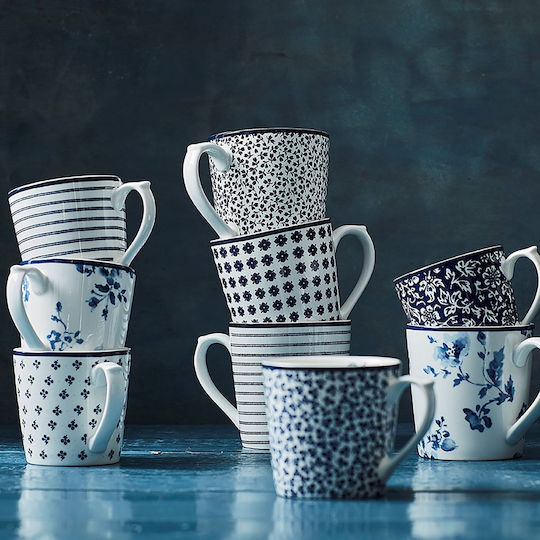 Laura Ashley Tasse aus Porzellan Blau 320ml 4Stück