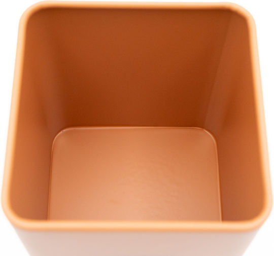 Set of 3 Metallic Jars Coffee – Sugar – Tea 10x10x13 Bamboo Lids Sidirela Orange E-0038-2