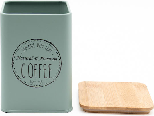 Sidirela Set of 3pcs Jars for Coffee / Sugar / Tea with Lid Metallic Olive 10x10x13cm