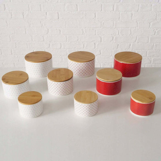 Boltze Set of 3 Ceramic Cereal Jars with Lid 10x10cm 3 Pieces