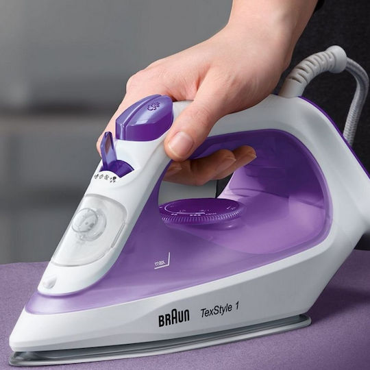 Braun TexStyle 1 SI 1080 Violet SI1080VI Ютия с Пара 2000W с Постоянна Парна Струя 25л/мин