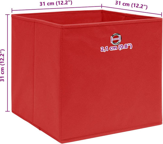 vidaXL Fabric Storage Box Red 32x32x32cm 4 Pieces