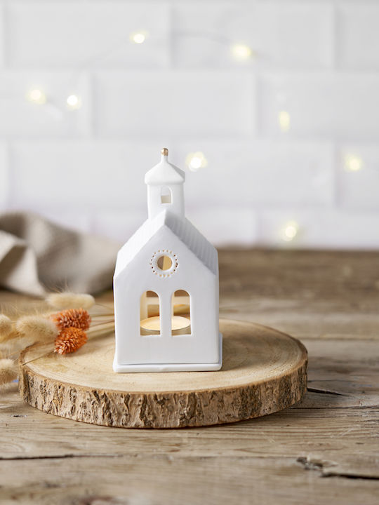 Raeder Light House Candle Holder Suitable for Tealights Porcelain in White Colour 8x7x8cm