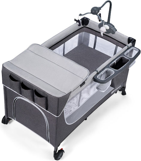 Kinderkraft Leody Laufstall 2 Ebenen mit Wickeltisch & Matratze Gray 126x65cm