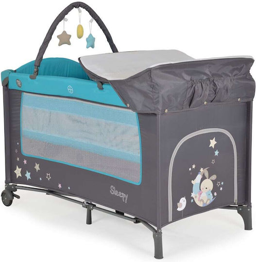 Moni Sleepy Playpen 2 Levels with Changing Table & Mattress Turquoise 120x60cm