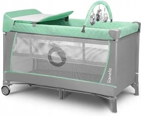 Lionelo Flower Playpen with Changing Table & Mattress Turquoise 125x65cm