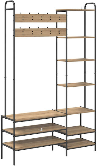 vidaXL Flurmöbel & Aufbewahrung mit Kleiderständer & Schuhregal Eiche 120.5x34x190cm