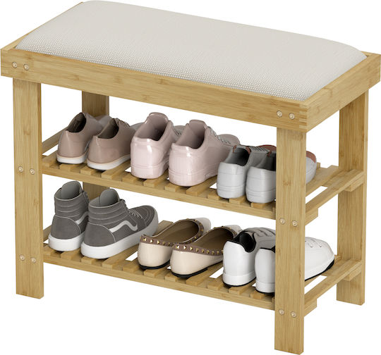 HomCom Flurmöbel & Aufbewahrung mit Schuhregal & Bank Creme Weiß 60x29x49cm