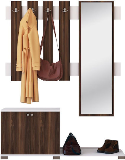 Bakari Mobilier de Intrare cu Oglindă / Cuier & Dulap pentru Pantofi Piuliță 130x30x177buc Bakari Mobilier de Intrare cu Oglindă / Cuier & Dulap pentru Pantofi Piuliță 130x30x177buc