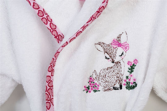 Dimcol Halat de Baie pentru Copii White-pink cu Glugă
