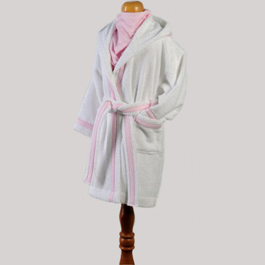 Down Town Home Παιδικό Μπουρνούζι White-Pink mit Kapuze