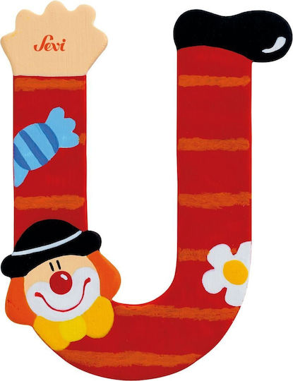 Sevi Dekorativer Buchstabe Blau aus Holz Clown U