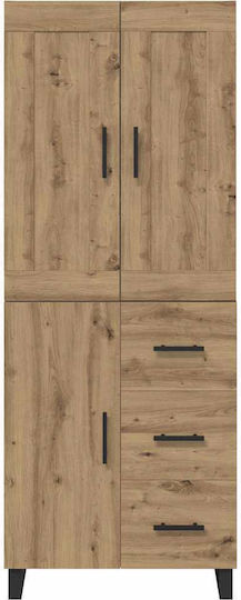 Standvitrine fürs Wohnzimmer aus Spanplatte in Artisan-Eiche 69,5x34x180 cm