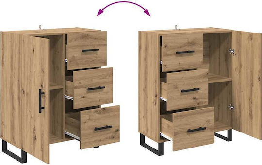 Standvitrine fürs Wohnzimmer aus Spanplatte in Artisan-Eiche 69,5x34x180 cm