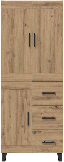 Highboard Wohnzimmerschrank aus Spanplatte Artisan-Eiche 69,5 x 34 x 180 cm
