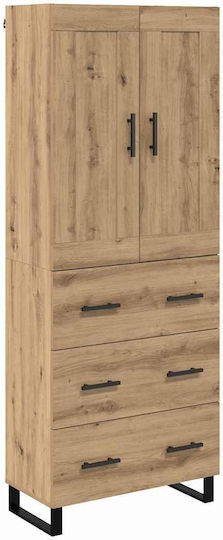 Highboard, Dulap de Sufragerie de Pardoseală din Placă Aglomerată, Stejar Artisan, 69,5x34x180 cm,