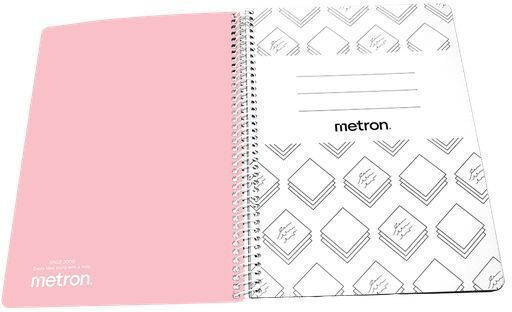 Metron Spiral Ruled Notebook A4 120 Paper Sheets 2 Subjects (Miscellaneous Designs)