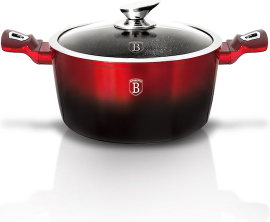 Berlinger Haus Metallic Line Deep Stockpot Made of Aluminum 6.1L / 28cm Black-Burgundy
