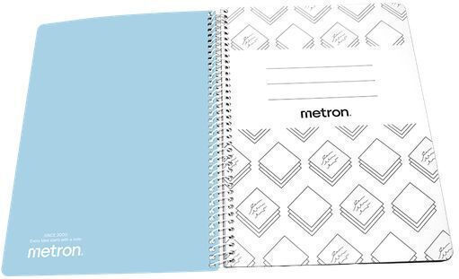 Metron Spiral Ruled Notebook 120 Paper Sheets 3 Subjects (Miscellaneous Designs)