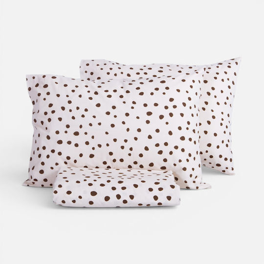 Nef-Nef Homeware Set Duvet Cover Cotton 170x240cm Single with Pillowcase Trust Ecru