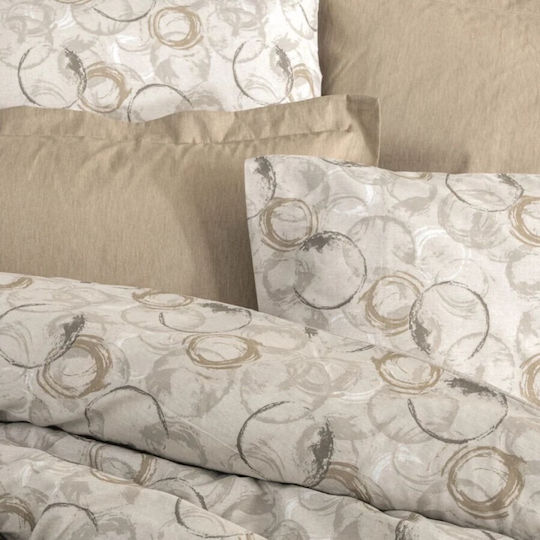 Cottonbox Set Huse Pentru Pilote 100% Bumbac 200x220cm Dublu Cu 2 Fețe De Pernă & 1 Cearșaf Moil Bej
