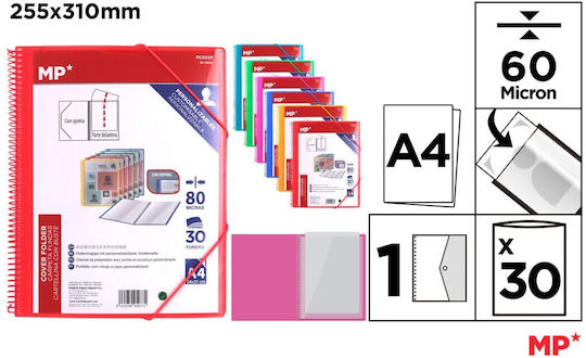 Spiral Display Book 30 Pockets With Cover Sleeve With Elastic Button Folder Mp Pc503f Yellow
