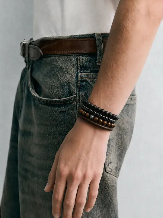 SteweHome Men's Leather Bracelet 18cm