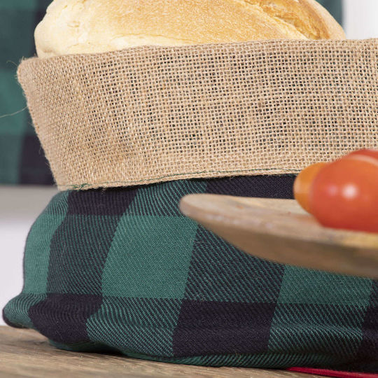 Nef-Nef Homeware Καλάθι Ψωμιού Υφασμάτινο σε Πράσινο Χρώμα 20x15x7cm