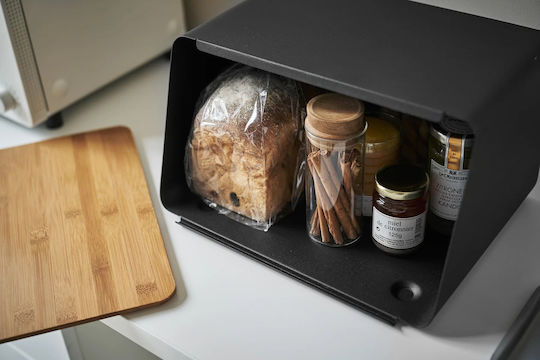 Yamazaki Tower Bread Box with Lid Metallic Black 31.5x24.5x18.5cm