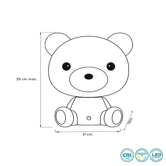 Lucide Lightning LED Kinder Dekorative Lampe Dodo Bear Weiß 25x21x25εκ.