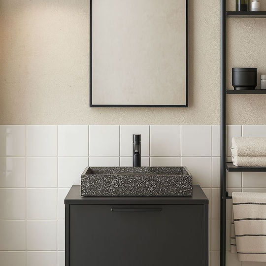 Karag Dion Επικαθήμενος Νιπτήρας Πέτρινος 60x39x12cm Stracciatella
