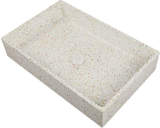 Karag Dion Επικαθήμενος Νιπτήρας Πέτρινος 60x39x12cm Stracciatella