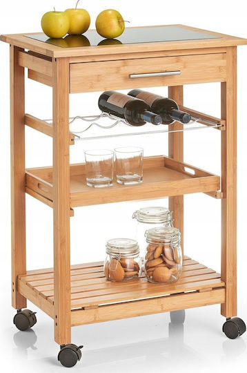 Zeller Wooden Kitchen Rack 3 Tiers Brown 58x40x85cm