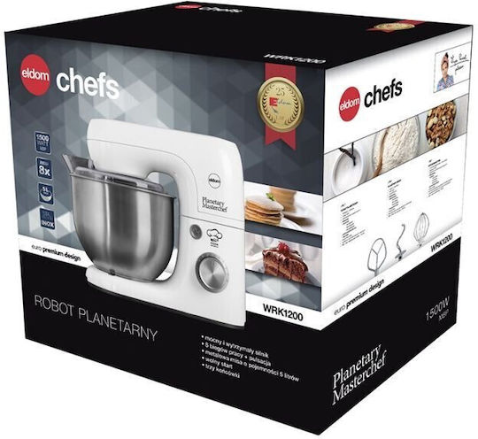Кухненски робот 800W с Неръждаем Стоманен Казан 5л Бял