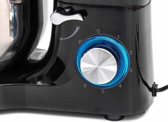 Küchenmaschine 1900W mit Rostfreiem Schüssel 5,5lt Schwarz