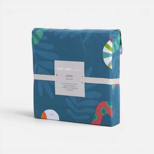 Nef-Nef Homeware Сет Единични С Ластик Памучни Warms Petrol 100x232cm 3бр
