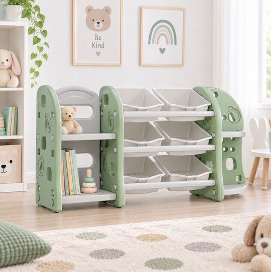 Bibliotecă de Pardoseală din Plastic Verde 150x34x66cm
