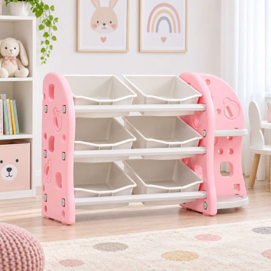 Kinder Bücherregal Boden Kunststoff Rosa 110x34x66cm