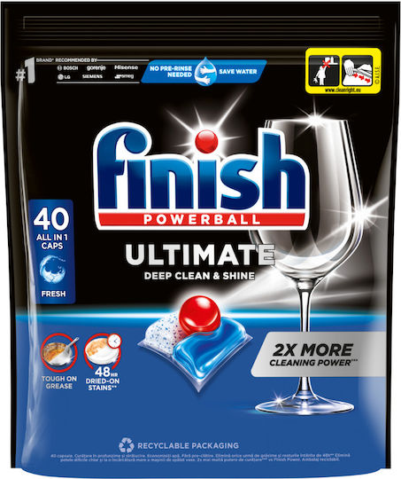 Finish Powerball Quantum Ultimate 40 Κάψουλες Πλυντηρίου Πιάτων