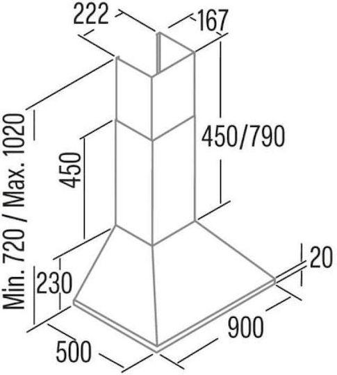 Omega Απορροφητήρας Καμινάδα 90cm Λευκός