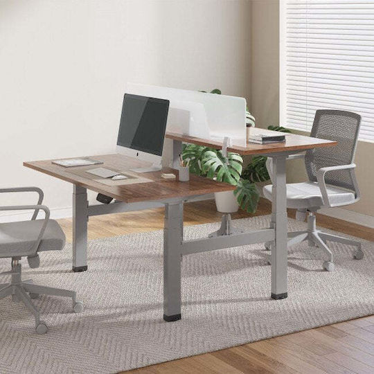 Ergo Office Поставка за бюро от Метал с Регулатор в Сив Цвят 2x125x128см